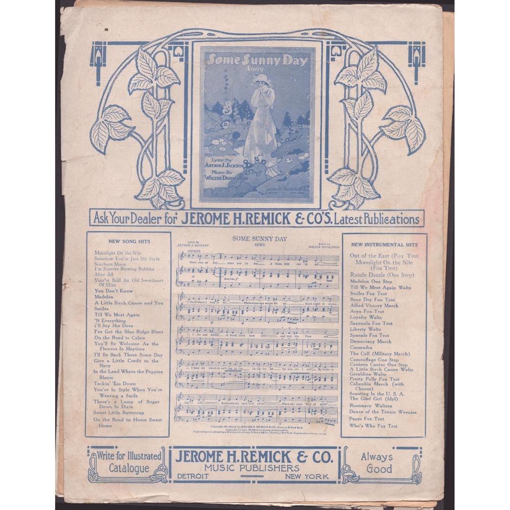 Vintage Sheet Music By the Writers of Smiles Lee S Roberts Jerome H Remick Co - Picture 2 of 2
